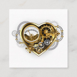 Steampunk-Herz mit Manometer Telefonnummerkarte