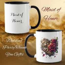 Steampunk Herz und Rose | Trauzeugin Tasse