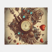 Steampunk-Herz/Valentinstag Fleecedecke (Vorderseite (Horizontal))