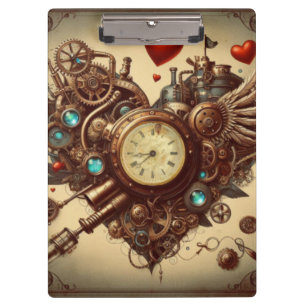 Steampunk-Herz/Valentinstag Klemmbrett