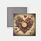 Steampunk-Herz/Valentinstag Magnet (Vorderseite/Rückseite)