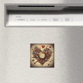 Steampunk-Herz/Valentinstag Magnet (In Situ (Geschirrspüler))