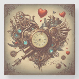 Steampunk-Herz/Valentinstag Steinuntersetzer