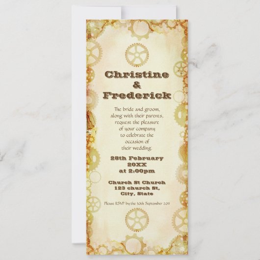 Steampunk Hochzeit, 4"" Einladung x9.25 (Vorderseite)