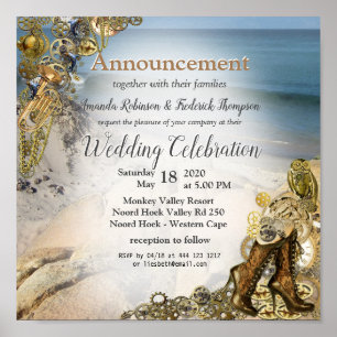 Steampunk Hochzeit am Meer Ankündigung Poster