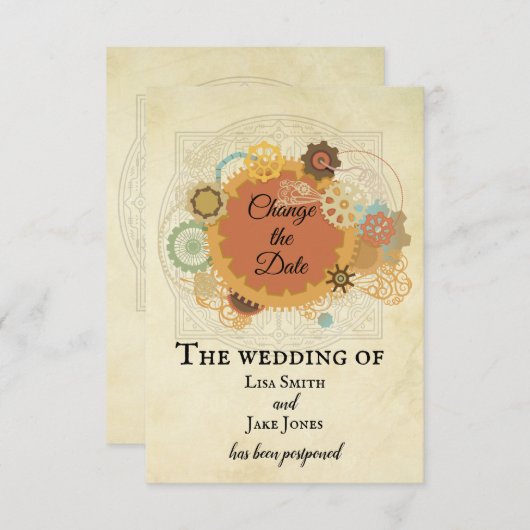 Steampunk Hochzeit ändern das Datum der Industrial Einladung (Vorne/Hinten)