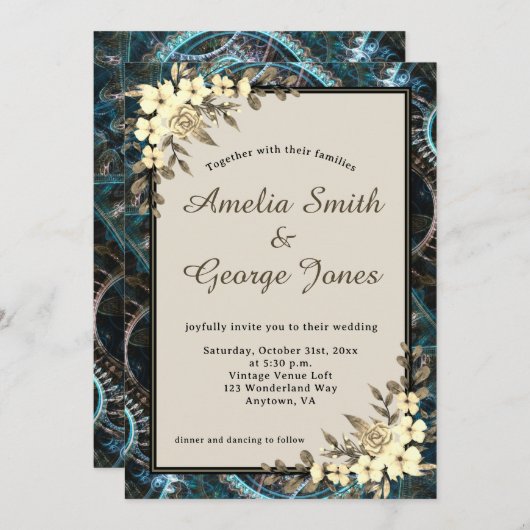 Steampunk-Hochzeit Einladung (Vorne/Hinten)