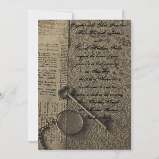 Steampunk Hochzeit Einladungen (Vorderseite)