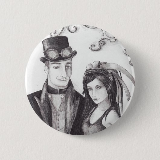Steampunk Hochzeit - Knopf Button (Vorderseite)
