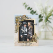 Steampunk Hochzeit Save the Date am Meer Ankündigungspostkarte (Stehend Vorderseite)