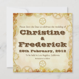 Steampunk Hochzeit, Save the Date Mitteilung