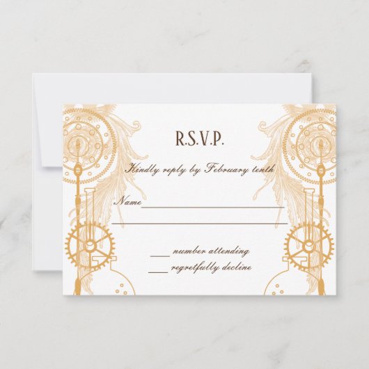 Steampunk-Hochzeits-RSVP Einladung (Vorderseite)