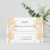 Steampunk-Hochzeits-RSVP Einladung (Stehend Vorderseite)