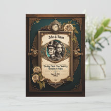 Steampunk-Hochzeitseinladung (eigene Fotos)