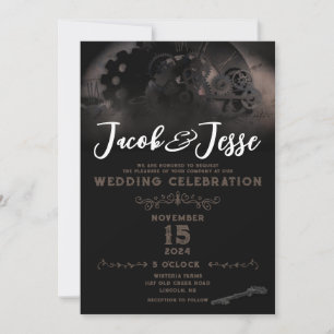 Steampunk-Hochzeitseinladung - Flache Karte