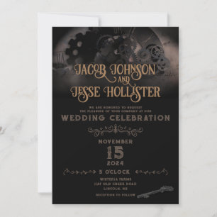 Steampunk-Hochzeitseinladung - Flache Karte