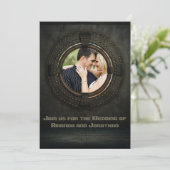 Steampunk-Hochzeitsfotografie Einladung (Stehend Vorderseite)