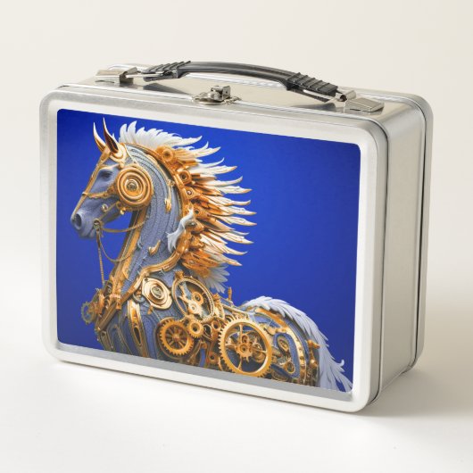 Steampunk Horse Metall Brotdose (Vorderseite)