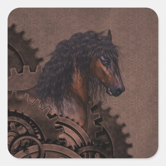 Steampunk Horse Quadratischer Aufkleber (Vorderseite)