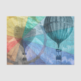 Steampunk Hot Air Ballon Collage Seidenpapier