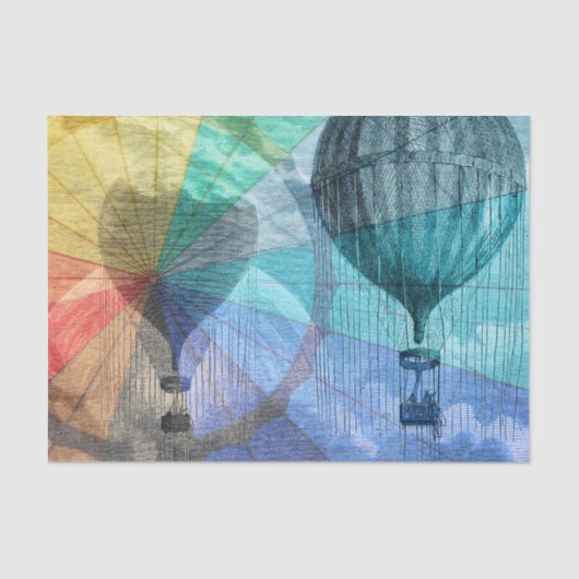 Steampunk Hot Air Ballon Collage Seidenpapier (Vorderseite)