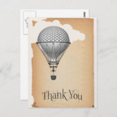 Steampunk Hot Air Ballon Danke Postkarte (Vorne/Hinten)