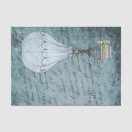 Steampunk Hot Air Ballon Dusk Blue Handwriting Seidenpapier