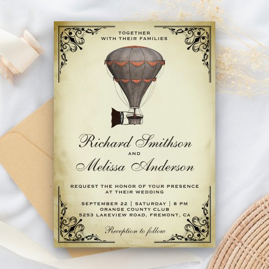Steampunk Hot Air Ballon Einladung Hochzeit