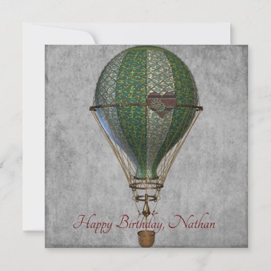 Steampunk Hot Air Ballon Geburtstag Karte (Vorderseite)