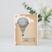 Steampunk Hot Air Ballon Postkarte (Stehend Vorderseite)