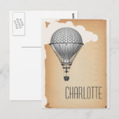 Steampunk Hot Air Ballon Postkarte (Vorne/Hinten)