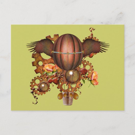 Steampunk Hot Air Ballon Postkarte (Vorderseite)
