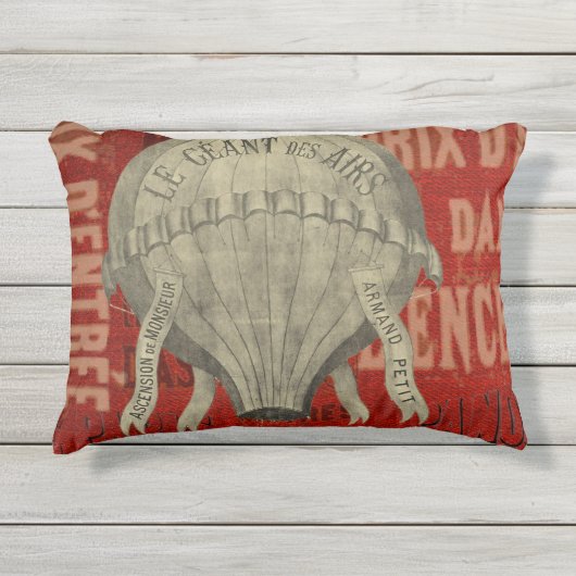 Steampunk Hot Air Ballon Ride Graphic Schriftartes Kissen Für Draußen (Vorderseite)
