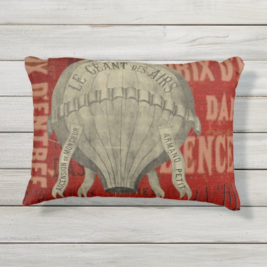 Steampunk Hot Air Ballon Ride Graphic Schriftartes Kissen Für Draußen (Rückseite)