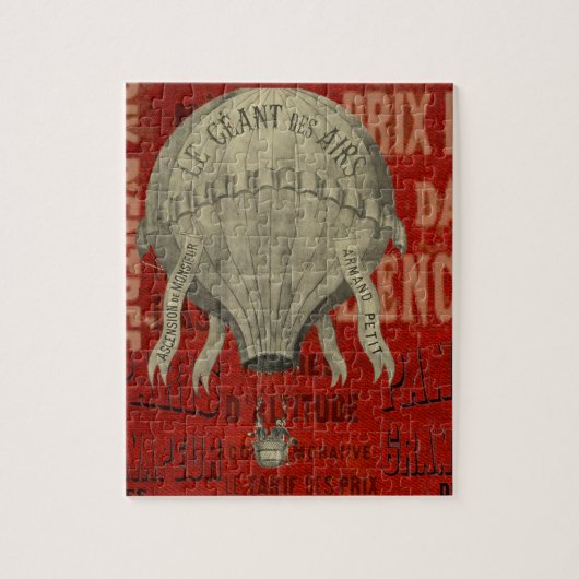 Steampunk Hot Air Ballon Ride Graphic Schriftartes Puzzle (Vertikal)
