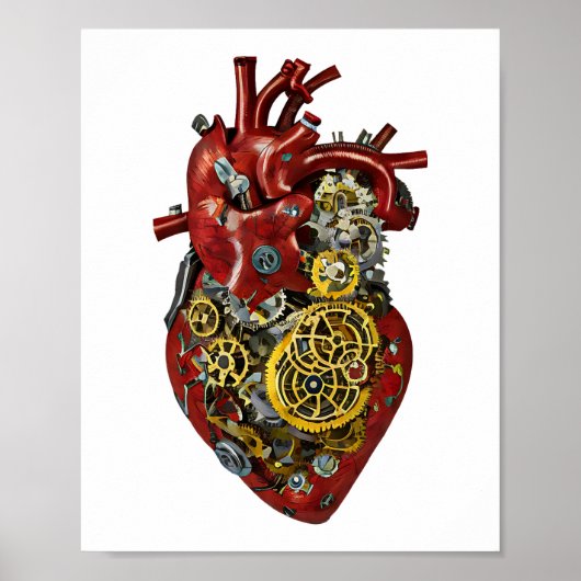 Steampunk Human Heart Anatomic Art Poster (Vorne)