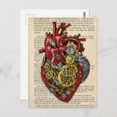 Steampunk Human Heart Anatomic Art Poster Postkarte (Vorne/Hinten)