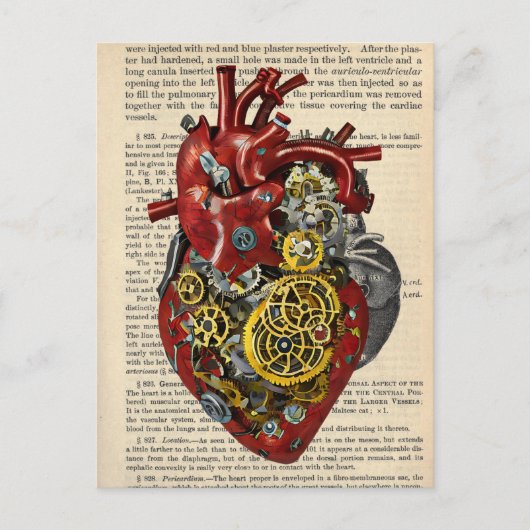 Steampunk Human Heart Anatomic Art Poster Postkarte (Vorderseite)