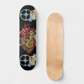 Steampunk Human Heart Anatomie Sci Fi Kunst Skateboard (Vorderseite)