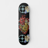 Steampunk Human Heart Anatomie Sci Fi Kunst Skateboard (Vorderseite)