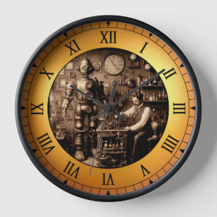 Steampunk Humanoid Mechanischer Roboter Uhr