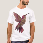 Steampunk Hummingbird — Magenta & Brass Clockwork T-Shirt (Vorderseite)