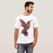 Steampunk Hummingbird — Magenta & Brass Clockwork T-Shirt (Vorne ganz)