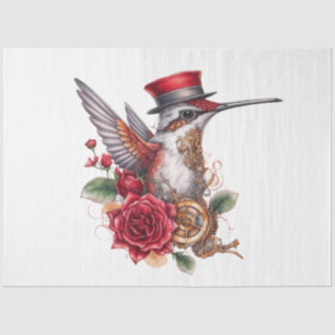 Steampunk Hummingbird mit Red Hat und Uhrwerk Seidenpapier