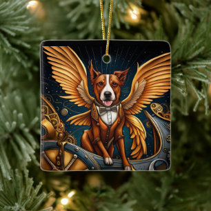 Steampunk Hund mit Flügeln Keramikornament