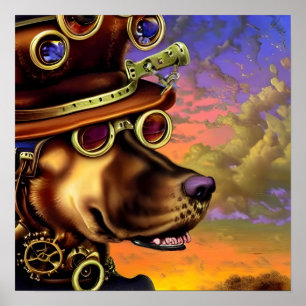 Steampunk-Hundeporträt Poster