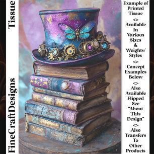 Steampunk Hut & Fantasy Bücher CZ5L Decoupage Seidenpapier