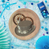 Steampunk-Hut und Gears Pappteller (Party)