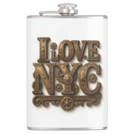 Steampunk "I Love NYC". Petaca de vinilo Flachmann