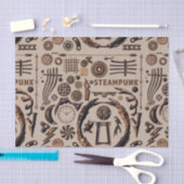 Steampunk Illustration Muster Brown Seidenpapier (Handwerk)